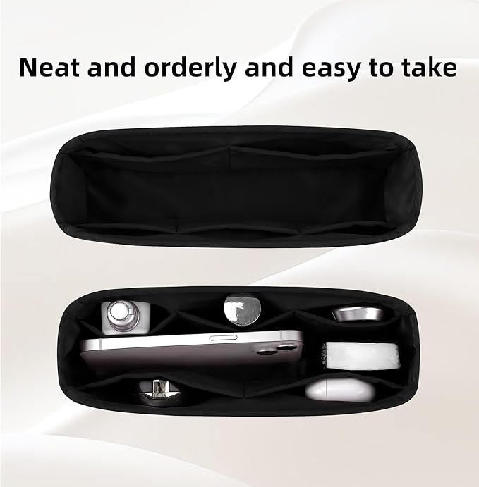 DGAZ Silk Purse Organizer Insert For Lady-Dior Micro/Mini/S/M/L bags，Silky Smooth Bag Organizer，Luxury Handbag & Tote Shaper（Black，M）