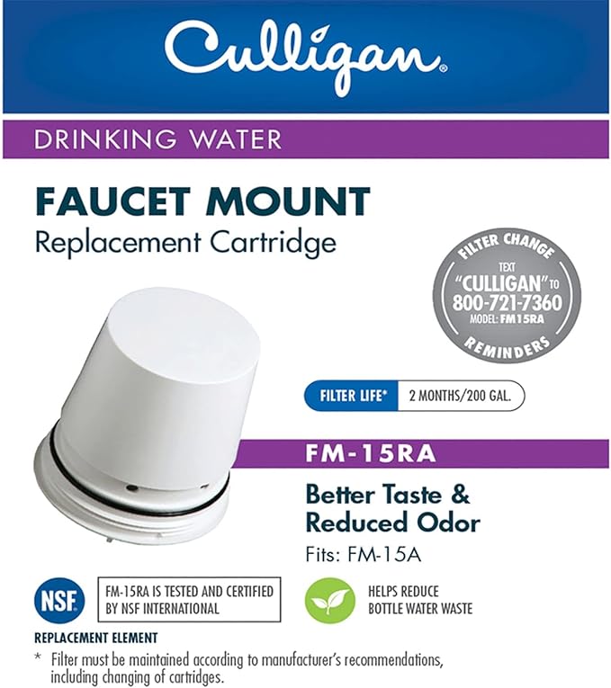 Culligan FM-15RA Replacement Filter Cartridge for Faucet Mount Filter FM-15A, White Finish