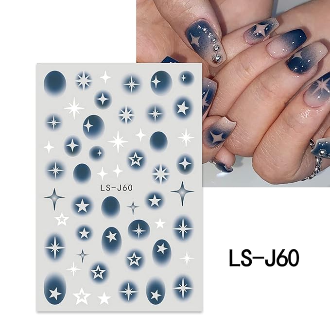 6 Sheets Heart Nail Art Adhesive Sticker 3D Self-Adhesive Nail Decals Art Design Holographic Stars Butterfly Nail Art Sticker Decoration for Women Manicure Tips Acrylic Nails DIY Nails Art Supplies