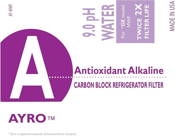 pH 9.0 Antioxidant Alkaline Refrigerator Filter, 3-Pack, (compatible with GE model MWF)