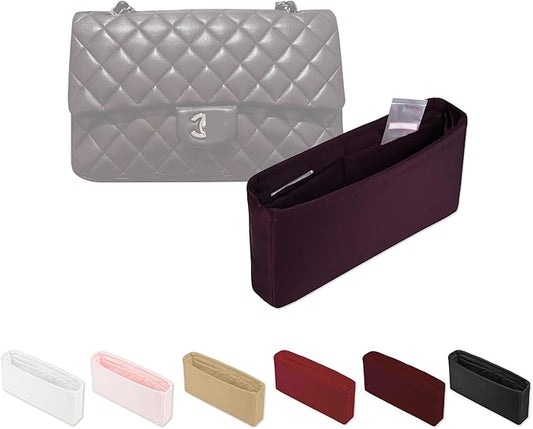 Classic Flap Bag Organizer Insert, Compatible With Chanel Mini 20, Lightweight Inner Bag (Cassis, CF Mini)