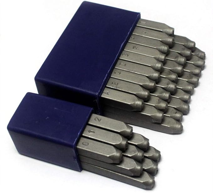 Oudtinx Number and Letter Stamp Set (36 Piece Punch Set/A-Z & 0-9) Industrial Grade Hardened Carbon Steel Metal - 5/32" (4mm) Characters - Perfect for Imprinting Metal, Wood, Plastic, Leather, More!