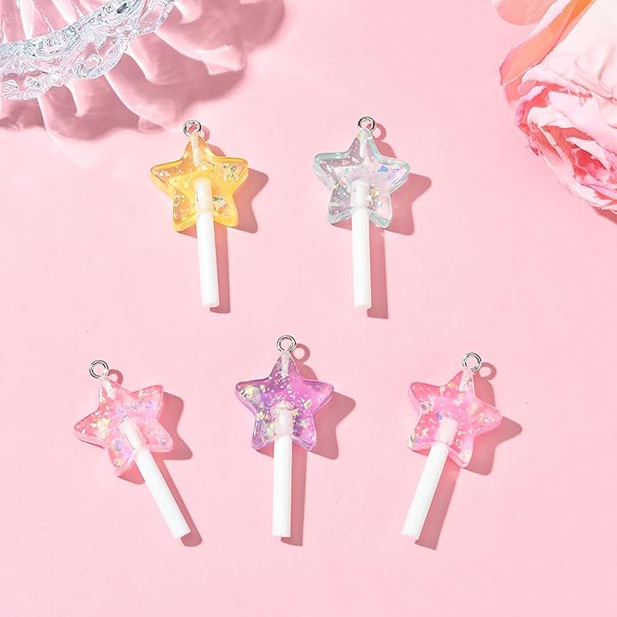 5-10Pcs Luminous Translucent Resin Charms Pendants for Jewelry Making, Round Dinosaur Heart Star lollipop Shape Glow in the Dark Charms for Bracelets Necklaces Earrings Keychains Crafting
