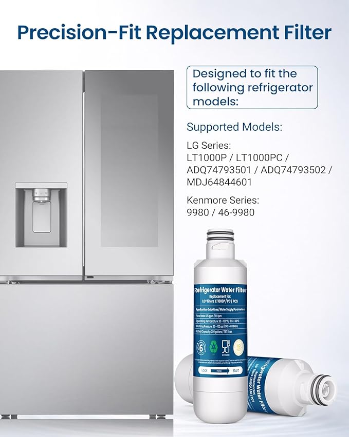 Water Filter Replacement - Compatible with LG LT1000P, ADQ747935, LFXS26973S, LMXS28626S - 3PCS Coconut Carbon Block Filter for Clean, Healthy Drinking Water