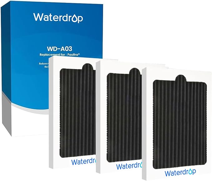 Waterdrop Replacement filter for Frigidaire® & Electrolux® EAFCBF®, Paultra® Refrigerator Air Filter, Pure Air Ultra®, SCPUREAIR2PK, 242047801, 242061001, 242047804, Carbon Activated Filter, 3 Pack