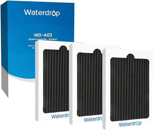 Waterdrop Replacement filter for Frigidaire® & Electrolux® EAFCBF®, Paultra® Refrigerator Air Filter, Pure Air Ultra®, SCPUREAIR2PK, 242047801, 242061001, 242047804, Carbon Activated Filter, 3 Pack