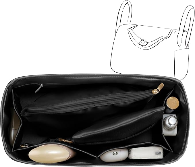 Silky Bag Insert Fit for Hermes Lindy 19/26, Silky Purse Organizer, Lightweight and Silk Touch (Fits Lindy 26, Black)