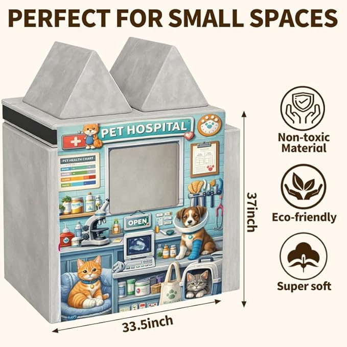 Foam Play Couch Panels - Pet Hospital Theme,Soft Sofa Accessories,Modular Play Panels,33.5x37 Inches