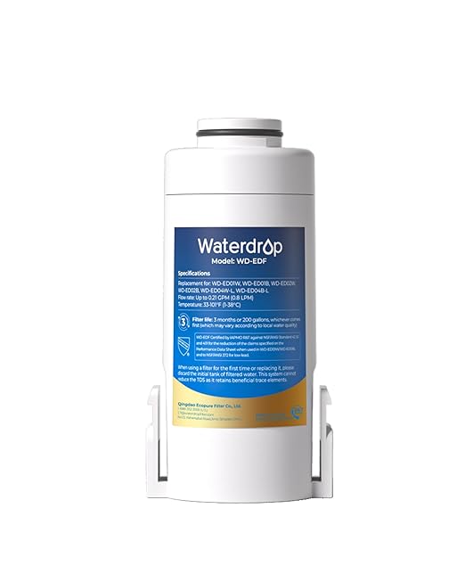 Waterdrop EDF Water Filter Replacement for Waterdrop ED01/ED02/ED04 Electric Water Filter Pitcher, 3 Months or 200 Gallons, NSF/ANSI 401&53&42&372, 1 Pack