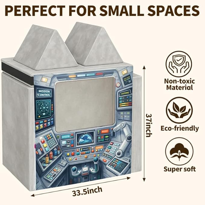 Foam Play Couch Panels - Astronaut Mission Control Theme,Soft Sofa Accessories,Modular Space Exploration Play Panels,33.5x37 Inches