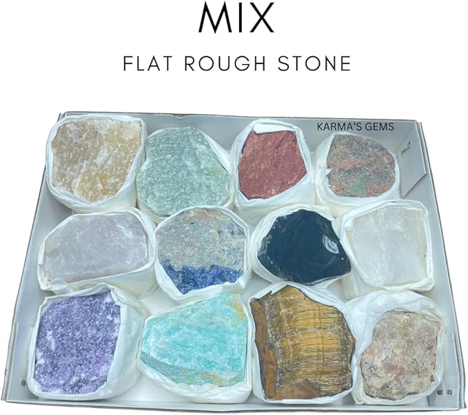 Multi, Crystal Flats, Mineral Flats, Natural Raw Crystals for Tumbling, Cabbing, Rock Tumbler for Kids, Treasure Box, Party Favors, Crystal Growing Kit, Gifts for Him, Minecraft