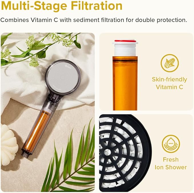 Bluvia Vitamin C Filtered Shower Head with Handheld High Pressure Handheld Shower Head with Filter