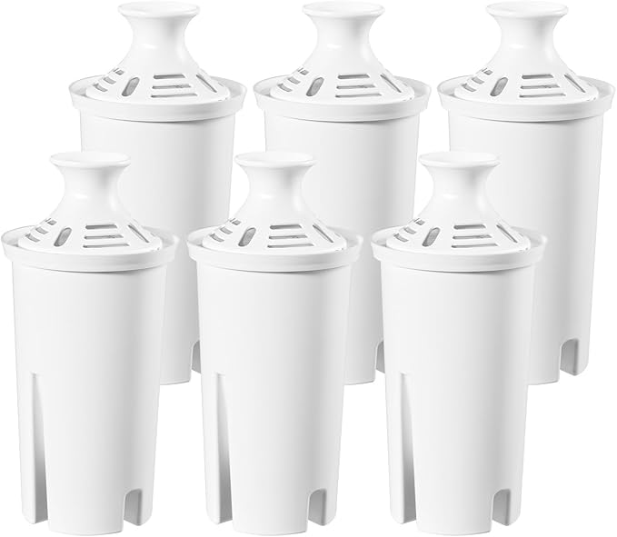 Water Pitcher Filter Replacement for Brita Water Filter, Pitchers and Dispensers, Compatible with Brita Classic,Elite, OB03, Standard, 0806, Ultramax,and Mavea 107007(6 Pack)