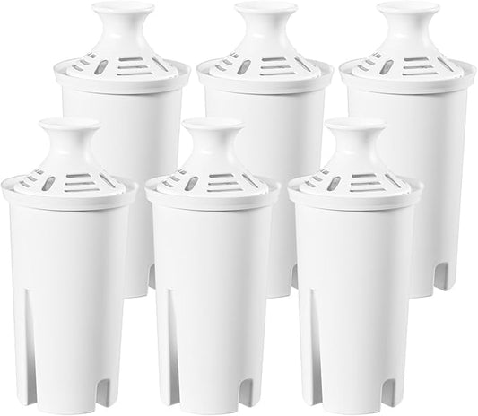 Water Pitcher Filter Replacement for Brita Water Filter, Pitchers and Dispensers, Compatible with Brita Classic,Elite, OB03, Standard, 0806, Ultramax,and Mavea 107007(6 Pack)