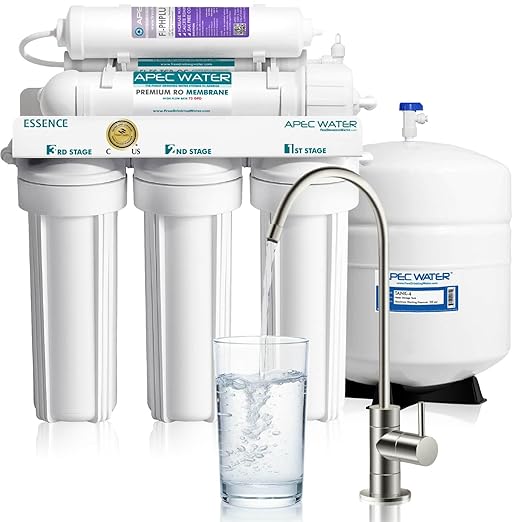 APEC Water Reverse Osmosis Water Filter, Alkaline 6-Stage RO System, WQA Certified to Remove 1K+ Impurities, pH+ Remineralization for Natural Spring Taste, Under Sink Filter 75 GPD