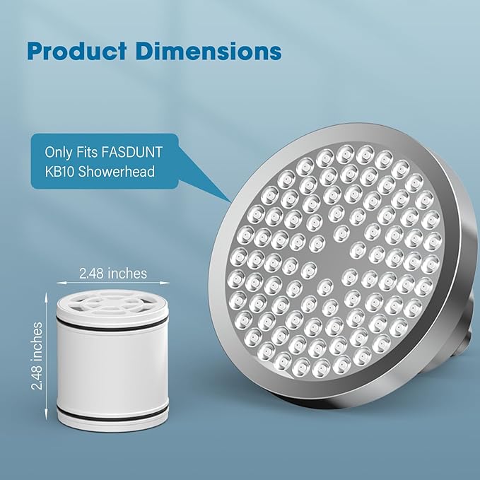 FASDUNT 20 Stage Shower Filter Replacement Cartridge – Reduces Chemicals & Chlorine - Restores PH Balance, Glowing Skin, Strong Nails & Shimmering Hair, Fits KB10 Showerhead
