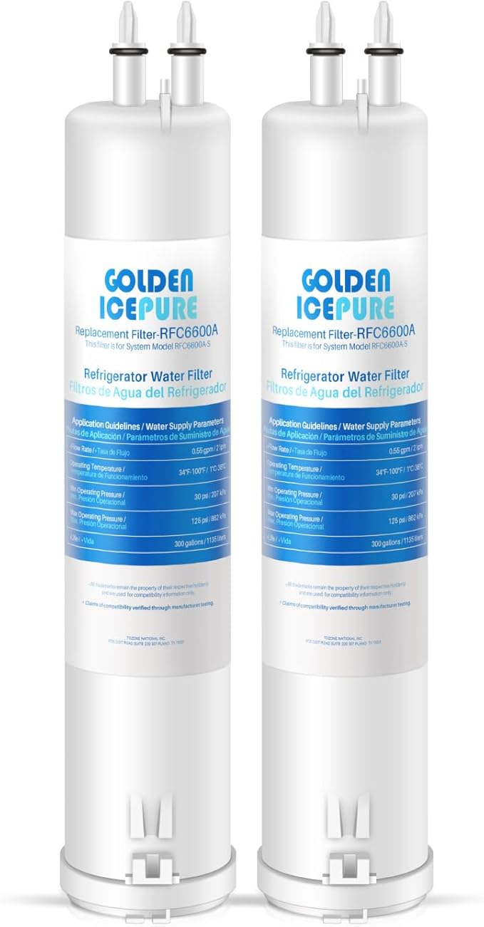 GOLDEN ICEPURE RFC6600A Replacement for 9030, Compatible with 46-9030, 9030, 46-9083, 9083, 4396841, 4396710, EDR3RXD1, Filter 3, Refrigerator Water Filter, 2Pack