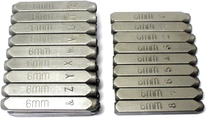 Oudtinx Number and Letter Stamp Set (36 Piece Punch Set/A-Z & 0-9) Industrial Grade Hardened Carbon Steel Metal - 1/4" (6mm) Characters - Perfect for Imprinting Metal, Wood, Plastic, Leather, More!