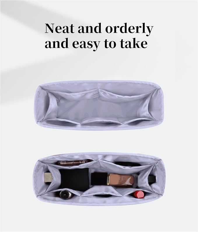 19 Bag Organizer Insert, Purse Organizer with Silky Satin Compatible with Chanel 19 Flap26 Bag, Lightweight Inner Bag for Luxury Bags (Lavender, Flap26)