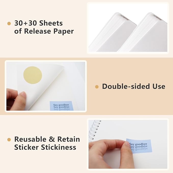 2 Pack Reusable Sticker Book Collecting Album Sticker Storage Organizer Book with 30+30 Sheets Blank Release Paper A5 Stickers Collection Notebook(Black+Clear)