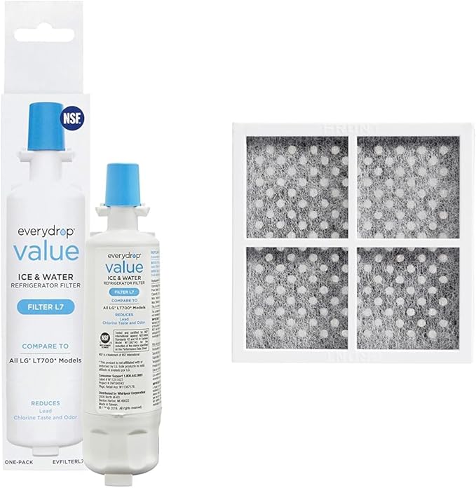 Everydrop Value by Whirlpool, Replacement Water Filter for LG LT700P, EVFILTERL7, Single-Pack & Lg LT120F - 6 Month Replacement Refrigerator Air Filter, White