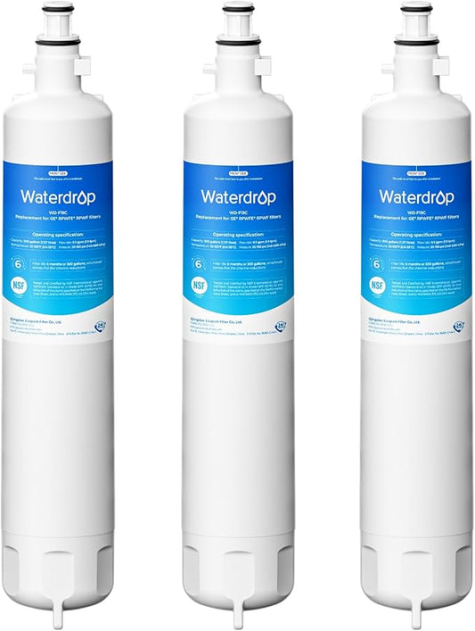 Waterdrop Replacement for GE® RPWFE®, RPWF (Built-in CHIP) Refrigerator Water Filter, Compatible with GFE28GYNFS, GFE28GELDS, PFE28KELDS, PFE28KYNFS, GFD28GELDS, PWE23KELDS, PWE23KMKES, 3 Filters