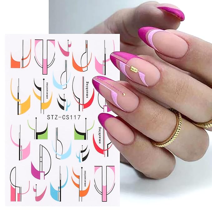 Color Smudge Nail Art Adhesive Sticker 3D Self-Adhesive Nail Decals Art Design Holographic Colorful Ripple Nail Art Sticker Decoration for Women Manicure Tips Acrylic Nails DIY Nails Art Supplies
