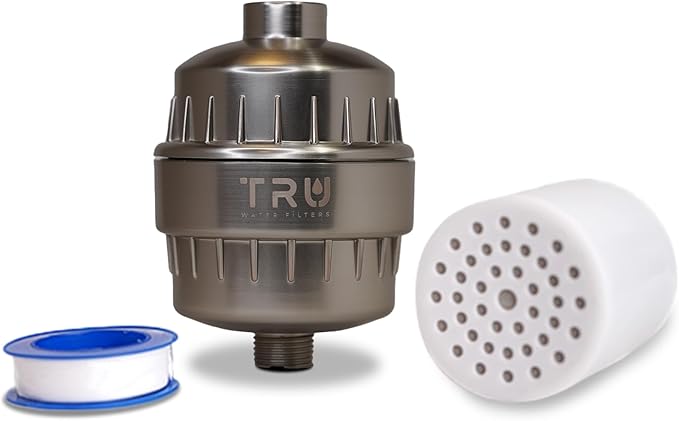 TRU High Output Shower Filter - Reduces Chlorine and other Harmful Sediments. Relieves dry and itchy skin, while Improving the health of your Hair, Skin, and Nails (Brushed Nickel)