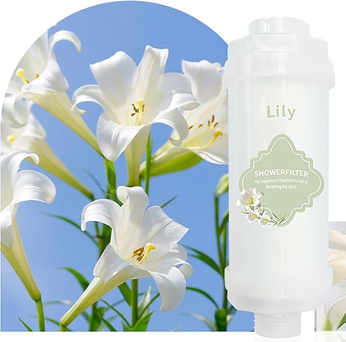 Shower Head Filter Vitamin C Shower Aromatherapy for Hard Water Filter Bathroom Accessories Remove Chlorine Fluoride Heavy Metals Improves Skin Condition Protects Hair Lily Scent