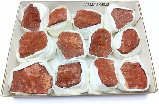 Crystal Flats, Mineral Flats, Natural Raw Crystals for Tumbling, Cabbing, Rock Tumbler for Kids, Treasure Box, Party Favors, Crystal Growing Kit, Gifts for Him, Minecraft, (Red Jasper)