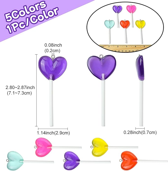 5-10Pcs Luminous Translucent Resin Charms Pendants for Jewelry Making, Round Dinosaur Heart Star lollipop Shape Glow in the Dark Charms for Bracelets Necklaces Earrings Keychains Crafting