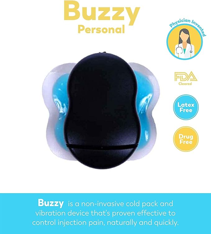 Buzzy: As Seen On Shark Tank Personal Vibrating Ice Pack for Sharp Pain Relief – Non Invasive Pro Cold Pad Device, Solution for Need Pain– Best Quick After Tattoos, Black