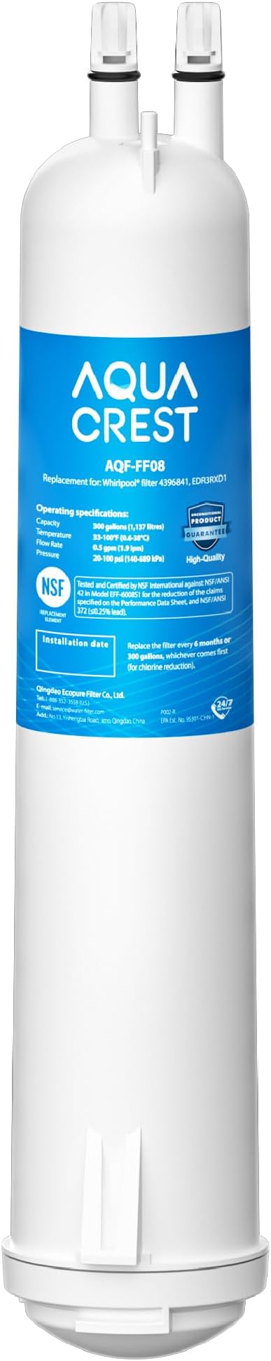 AQUA CREST EDR3RXD1 Replacement for 4396841, Everydrop® Filter 3, 4396710, Kenmore® 46-9083, 46-9030, Refrigerator Water Filter, 1 Filter