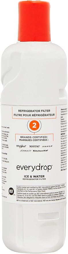 everydrop by Whirlpool Ice and Water Refrigerator Filter 2, EDR2RXD1, Single-Pack + Affresh Washing Machine Cleaner, 6 Month Supply
