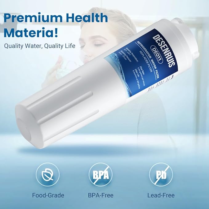 UKF8001 Replacement Compatible with Filter 4, EDR4RXD1, 4396395, UKF8001AXX, UKF8001AXX-200, UKF8001AXX-750, PURICLEAN II, Reduces 99% Chromium, Lead, PFOA and PFOS, 2 Pack, By DESENRUIS