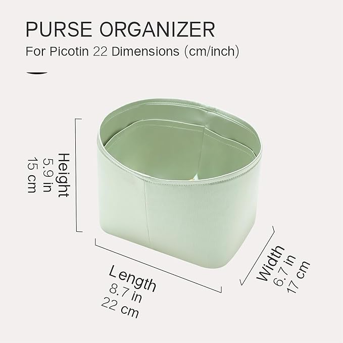 Silky Bag Insert Fit for Hermes Picotin 18/22, Silky Purse Organizer, Lightweight and Silk Touch (Fits PC22, Gris Neve)