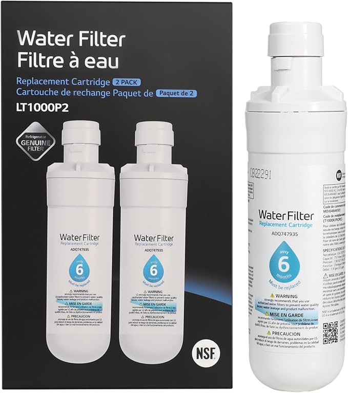 2PCS Water Filter Compatible with LG Water Filter LT1000P, ADQ747935, ADQ74793501, ADQ74793504, ADQ74793502, MDJ64844601, LMXS28626S, LFXS26973S, LFXS28596S
