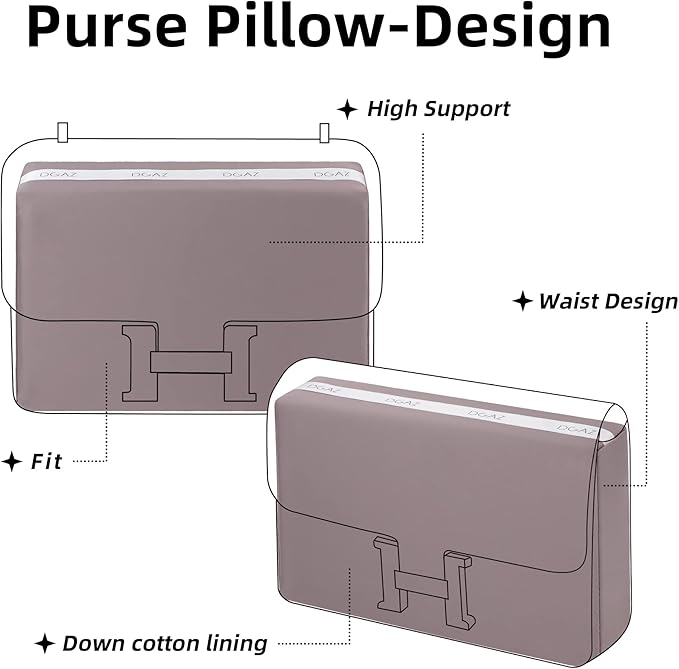 DGAZ Bag Pillow Shaper Insert for Luxury Handbags, Silky Pillow Shaper for Hermes Constance 19/New19/24/New24 Bags（newC24,Konjac Purple）