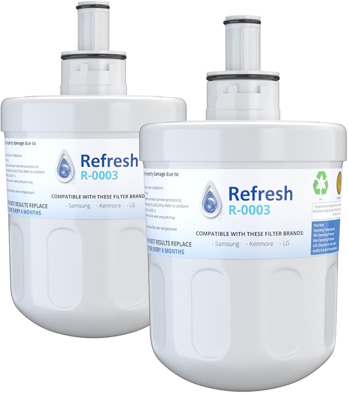 Refresh Replacement for Samsung Aqua-Pure Plus DA29-00003G, DA29-00003A, DA2900002B, DA2900003, DA2900003F, DA290002, HAFCU1, HAFIN2 and Waterdrop WD-DA-29-00003G Refrigerator Water Filter (2 Pack)