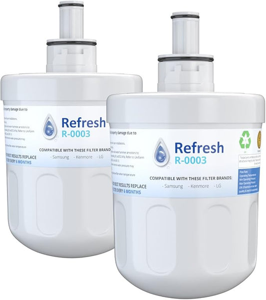 Refresh Replacement for Samsung Aqua-Pure Plus DA29-00003G, DA29-00003A, DA2900002B, DA2900003, DA2900003F, DA290002, HAFCU1, HAFIN2 and Waterdrop WD-DA-29-00003G Refrigerator Water Filter (2 Pack)