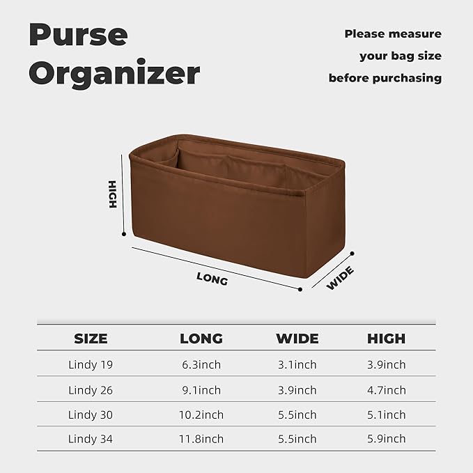 Purse Handbag Silky Organizer Insert Keep Bag Shape Fits Herme Lindy 19/26/30/34 bags, Luxury Handbag Tote Lightweight Sturdy(Gold,LD 34)