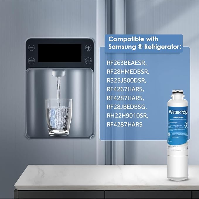 Waterdrop DA29-00020B Replacement for Samsung® Refrigerator Water Filter HAF-CIN/EXP, HAF-CIN, DA29-00020B-1, RF28HMEDBSR, RF263BEAESR, RS25J500DSR, RF263TEAESG, HDX FMS-2, DA97-08006A-1, 4 Pack