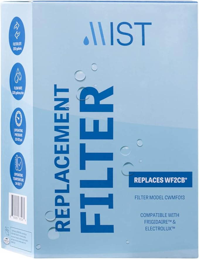 Mist WF2CB Water Filter Replacement for Frigdaire & Electrolux, Refrigerator Water Filter compatible with PureSource2, FC100, Kenmore 9916, 469916, EWF2CBPA, NGFC 2000-WF2CB (3 pack)