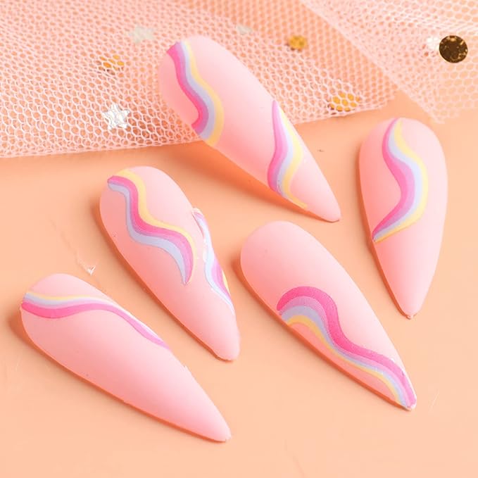 Color Smudge Nail Art Adhesive Sticker 3D Self-Adhesive Nail Decals Art Design Holographic Colorful Ripple Nail Art Sticker Decoration for Women Manicure Tips Acrylic Nails DIY Nails Art Supplies