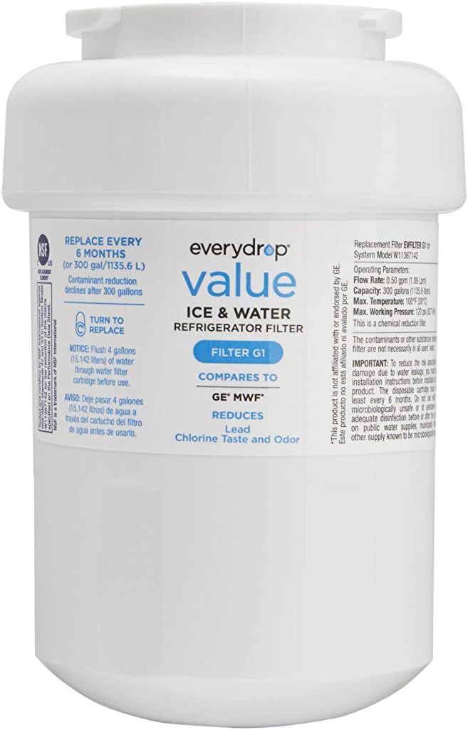 everydrop® Value by Whirlpool, Replacement for GE MWF Refrigerator Water Filter, EVFILTERG1, Single-Pack