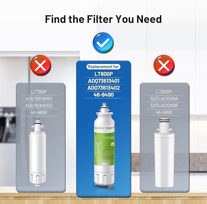 AQUALINK RWF3500A Replacement for LT800P Kenmore 469490 with Air Filter LT120F, 469490, WS620A, LSC22991ST, LSXS26366S, ADQ73613401, LSXS26366D, LUPXS3186N, LSXS26386S LMXS30776D