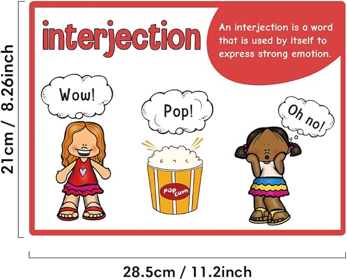 Lachilly Parts of Speech Learnig Posters, Grammar Learning, Vocabulary Building, Preschool, Home, Middle and High School Classroom Wall Decoration, Bulletin Board Set, 8 Sheet