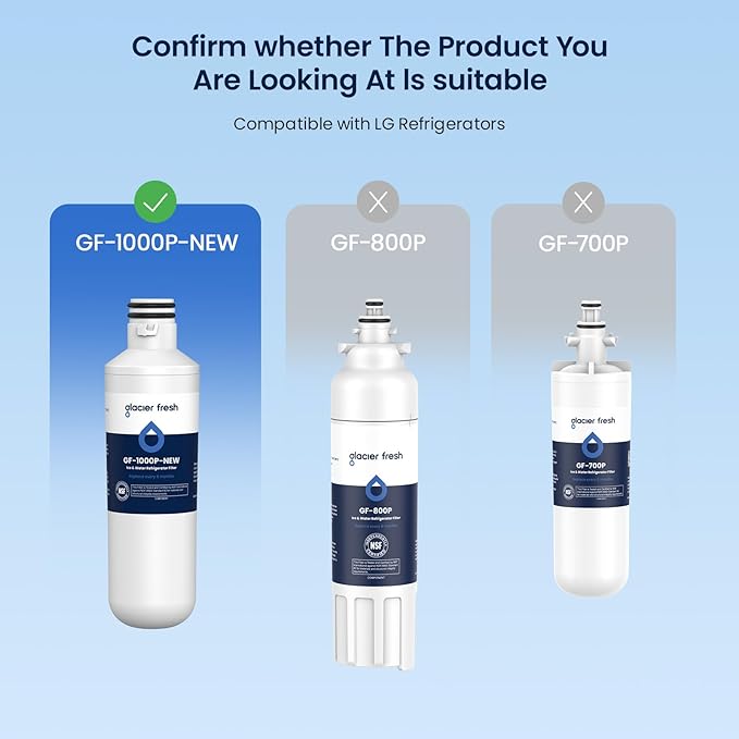 GLACIER FRESH Water Filter LT1000PC Replacement for Refrigerator, Compatible with LT1000PC/PCS, LT1000PC, LT-1000PC, MDJ64844601, ADQ747935 ADQ74793504 Water Filter (2 Pack)