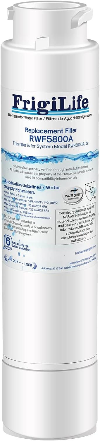 RWF5800A Replacement for Frigidaire EPTWFU01, EWF02, Pure Source Ultra II, PureSource Ultra 2, SCWFTCTO1, EPTWFUO1, GP006, CLCH128, SMF1007, DE022 TH-01 MR022 Refrigerator Water Filter 1PACK