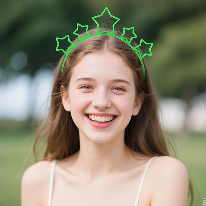ZIRICHER Luminous Star Headband,Glow In Dark Plastic Hairbands with Teeth Cute Cartoon Hair Hoops for Girls Kids,Party Headbands(6Pcs)